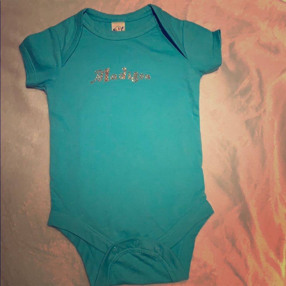 Onesie Blue w/ Gold glitter Madison